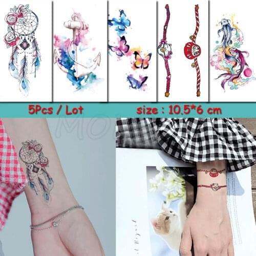 Temporary Tattoo Sticker butterfly fish bracelet anchor waterproof fake Tatto Water Transfer Body Art flash Tatoo girl woman kid