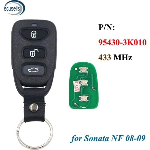 Replacement 3 Buttons Remote Key (433MHz)for Kia Carens for Hyundai Sonata NF 2008-2009 P/N:95430-3K010