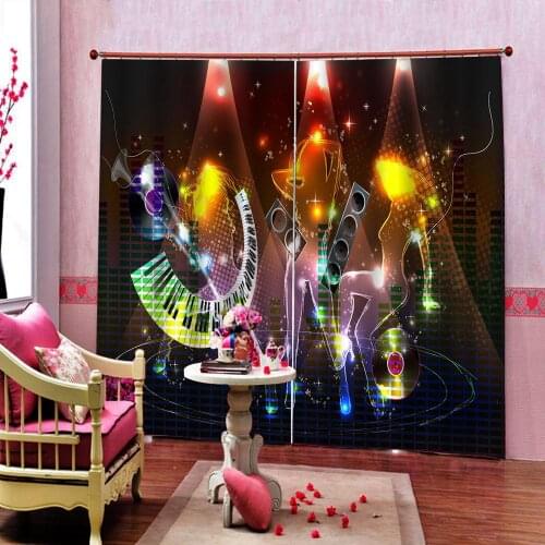 Custom photo 3D Cool Music Dance Girl Curtains For KTV Bar Rooms Decorated Living Room Window Drapes Sets 2 Panels With Hooks