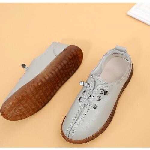 Tilocow Womens Leather Loafers for Lides Sewing Concise Flat Soft Bottom Breathable Shoes Woman Elastic band Casual Footwear