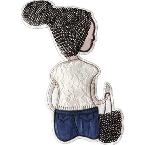 240MM Women Lace Sequined Patches for clothing Sequins Strange things Patch Clothes Stickers Christmas gift Large Biker Badge