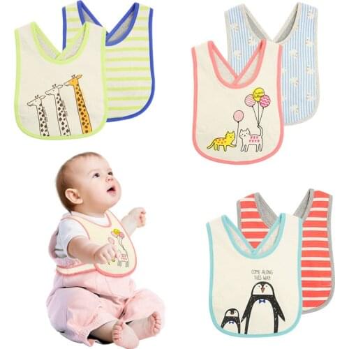 2pcs/Lot Newborn Baby Bibs Feedings Burp Cloths Toddler Kids Boy Cotton Bib Bandana Saliva Towels Baby Accessories Wholesale