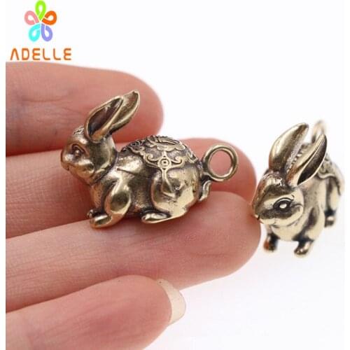 2x 100% Solid Brass RABBIT Vintage Carving Handmade Keyring Car Accessory DIY Jelwery Pendant Gift Finding Free Shipping HOT