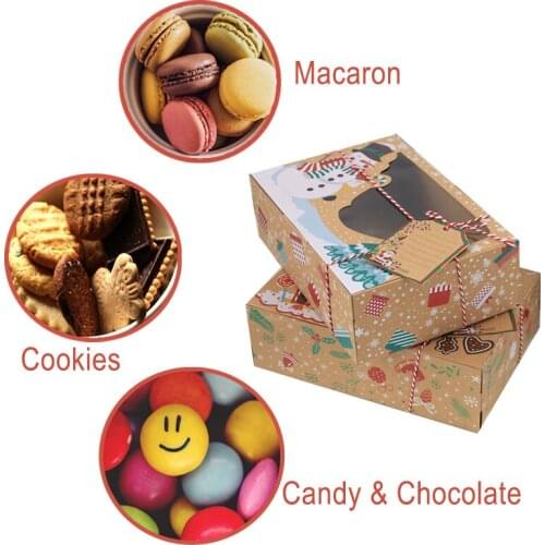 3/6/12 pcs/pack Christmas Cookie Boxes Bakery Gift Boxes European New Style Kraft Paper Box Kraft Paper Big Christmas Candy Box