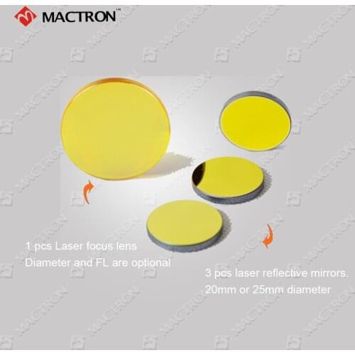 3pcs 25mm Dia. Silicon Laser Mirrors and 1pcs Co2 Laser Lens 20mm