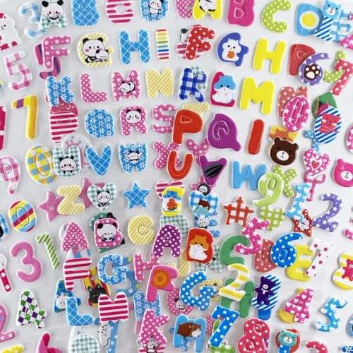 4 Sheets number letters cute sticker kids educational cognitive toys DIY scrapbook stickers for boys girls