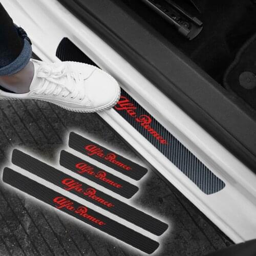 4pcs Auto Carbon Fiber Car Door Sill Protector Sticker for alfa romeo 159 147 156 giulietta Car Door Sill Sticker Accessories