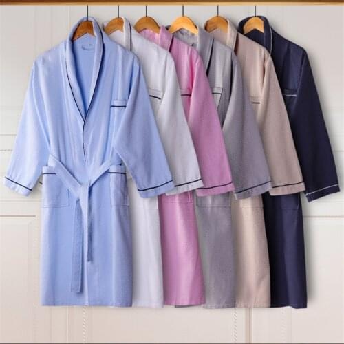 FZSLCYIYI Solid Color Waffle Robe For Men Women 100% Cotton Waffle Lovers Bathrobe Soft Hotel Robe Ladies Casual Homewear