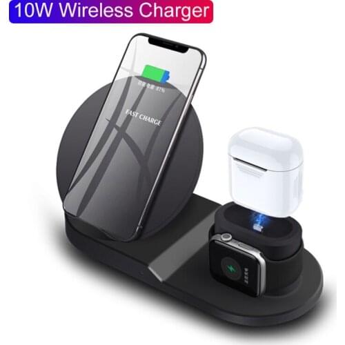 3 In 1 QI Wireless Charger For iPhone 12Pro Max/Samsung/Airpods 10W Fast Charging Phone Charger Station Dock Pad Desktop Charger