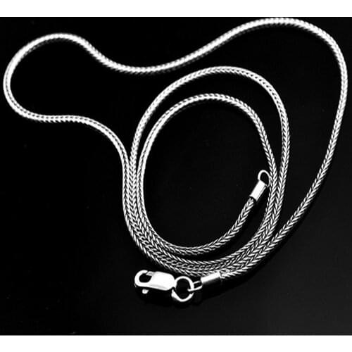 BOCAI real S925 pure Silver Mens Necklace 2.8MM Foxtail Necklace for Men Individuality Vintage solid Silver Snake Bone Chain