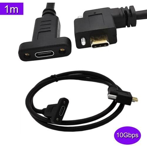 Side bend 5A 90 degree 16 core 3.1 Type-C male to female tape screw with fixed nut data cable 4K60hz 1 meter