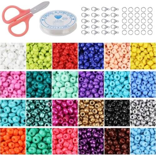 24000 pcs Glass Seed Beads 2MM Small Beads for Jewelry Bracelets Making DIY Crafts Beading Kits 24 Color