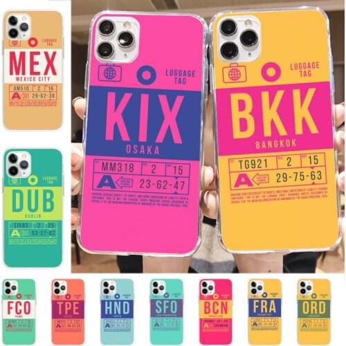 Yinuoda City Name Impact Baggage Tag Travel Passport Phone Case for iPhone 11 12 pro XS MAX 8 7 6 6S Plus X 5S SE 2020 XR case