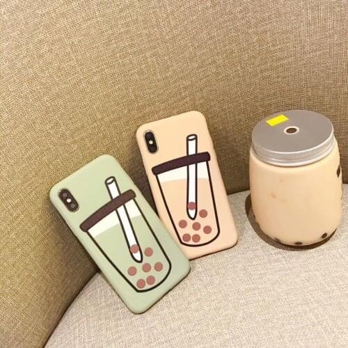 PEIPENG for iPhone 7 7Plus 6 6S 6Plus 8 8Plus X XR XS Max TPU Pattern pearl milk tea cute candy color Phone Case