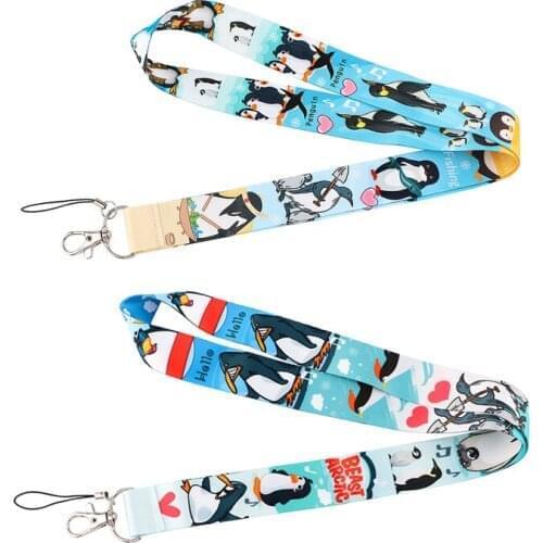 E3334 Cute Penguin Cartoon DIY Multi-function Phone Strap Neck Lanyards for Key ID Lanyard Badge Neck Straps Webbing