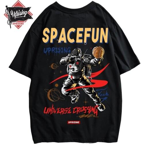 Astronaut Space Fun Personality Original Short Sleeve T-shirt Street Trend European and American Style Mens Short Sleeve