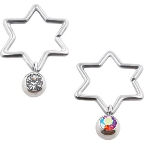 JHJT 16G Cartilage Earring Piercing 316L Surgical Stainless Steel Stars Bell Helix Ear rings Body Piercing Jewelry