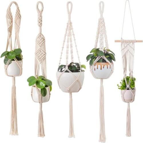 Creative Cotton Rope Handwoven Hanging Net bag Garden Flower Pot Net Bags Living Room Bedroom Decor Home Decoration Accessories
