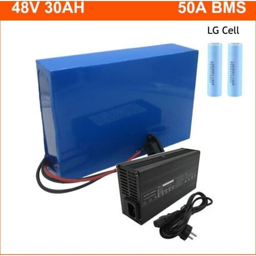 2000W 48V 30AH Ebike Lithium Battery Pack 48 V Electric Bike Scooter Batterie NCR18650BD cell 50A BMS 5A Charger