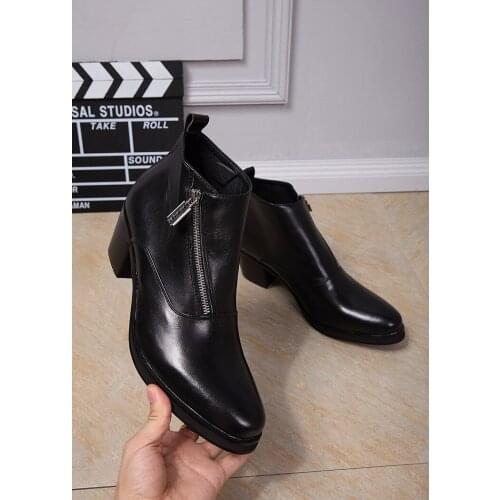 Italian Designer Shoes Mens Ankle Boots sepatu pria Luxury Zipper Leather Black Men Dress Shoes Bussiness Party Martin Boots Men