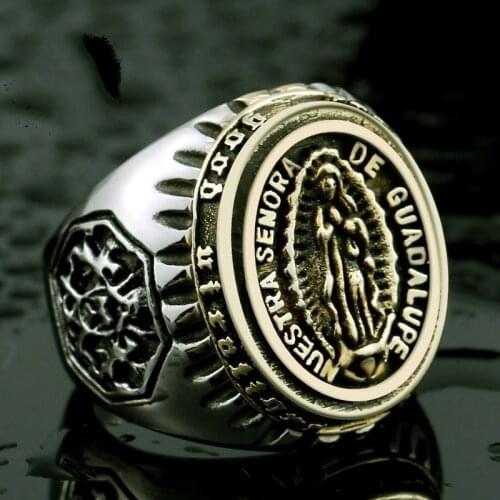 SECRET BOYS Christian Virgin Mary hard alloy ring mens party punk ring