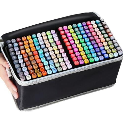 Markers pen Set 30 40 60 80 Colors Sketch Drawing Art l Anime watercolor brush pen (Black marker)