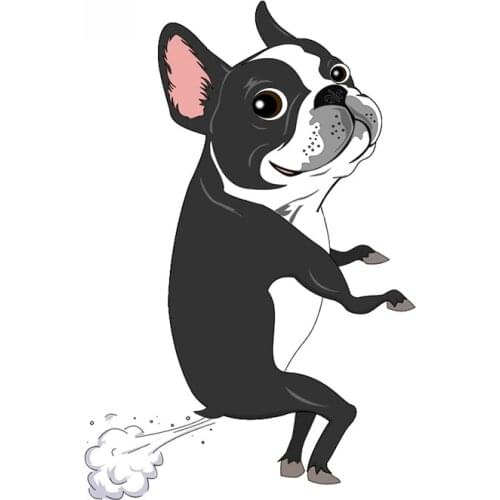 Dawasaru Funny Animal Car Stickers Boston Dog Terrier Farts Sticker Waterproof Sunscreen Creative Decal PVC,14cm*10cm