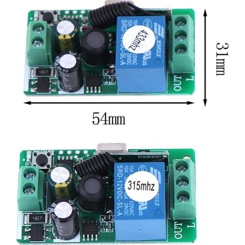 New 220V 1 Channel Wireless Relay RF Remote Control Switch Receiver 315/433MHZ