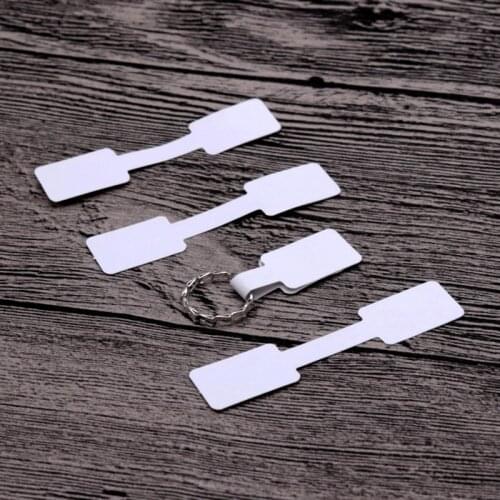 Wholesale 100pcs/lot White Paper Jewelry Rings Display Packaging Tags Label 6*1.2cm Rectangle Paper Adhesive Sticker For Rings