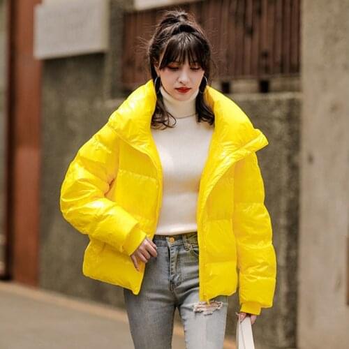 Winter Bright Face Down Jacket Women 2020 New Fashion Loose White Duck Down Warm Autumn and Winter Short Down Coat Women