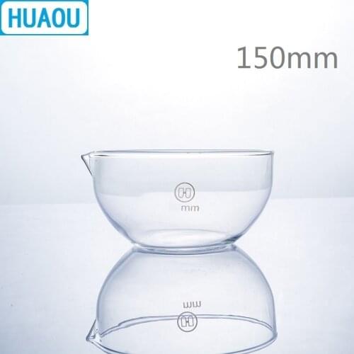 HUAOU 150mm Evaporating Dish Flat Bottom with Spout Borosilicate 3.3 Glass Laboratory Chemistry Equipment