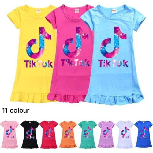 TIK TOK Baby Girls Dress Kids Cartoon Dress For Girls Sleeveless Children Dresses Clothes for Girls