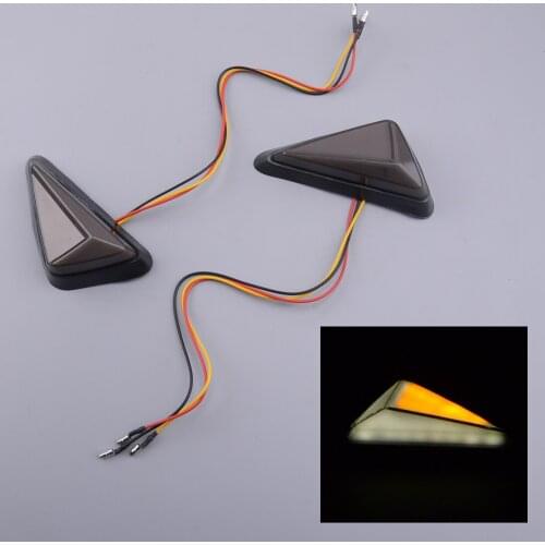 Universal 1 Set Triangle Motorcycle Amber White LED Turn Signal DRL Lights DC 12V
