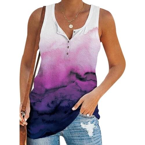 Womens Summer Crew Neck Button Print T-shirt Stretch Tank Tops Ladies Sexy Tops Vest Camisole Casual Sleeveless Female Tops D30