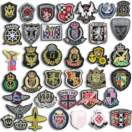 Golden Crown Fabric Badges Embroidered Iron on Patches for Clothing Bag Sewing Stickers Applique Clothes Patch Biker Military