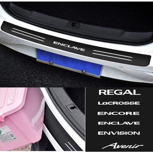 1PCS Car Styling Emblem Carbon Fiber Trunk Rear Guard Bumper Plate Protector Sticker For Buick Regal Lacrosse Encore Enclave