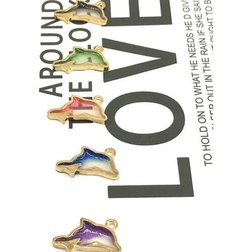 10pcs/lot New Arrival Pearlescent Color dolphin Charms 19*15mm Alloy Metal Enamel Charm Pendants For Jewelry Making XL596