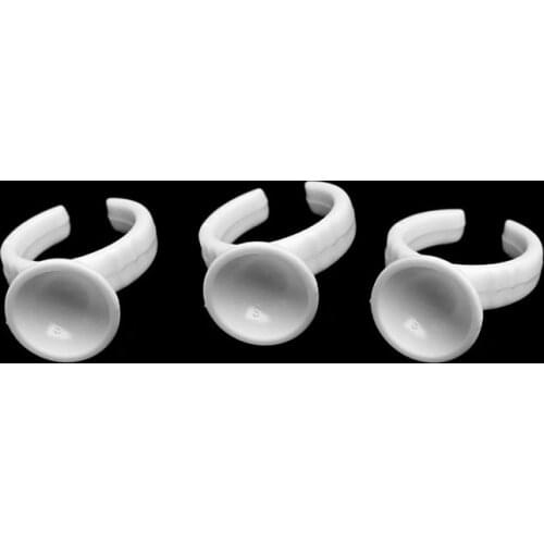 Y1UF 100Pcs Disposable Glue Ring Holder Pallet For Eyelash Extension Tattoo Set White