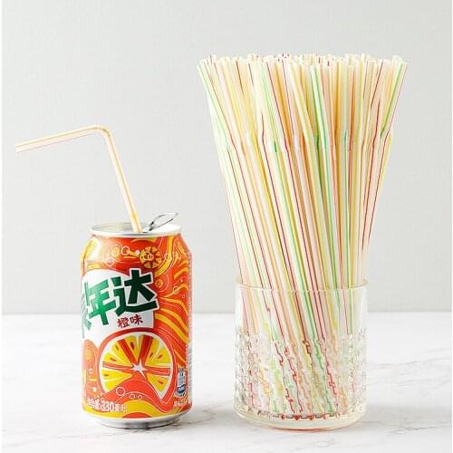 100Pcs Fluorescent Plastic Bendable Drinking Straws Disposable Beverage Straws Wedding Decor Mixed Colors Party Supplies