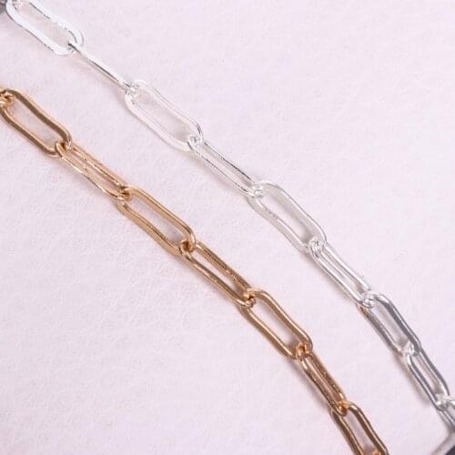 2 meters 4x11 mm copper material golden bulk cable chain flat wire chic chain suitable for DIY jewelry making