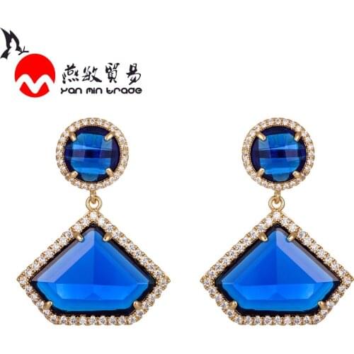 2020 Fashion Luxury Dangle Drop Korean Earrings For Women Geometric Advanced K9 Crystal Glass Earring Wedding kolczyki Jewelry