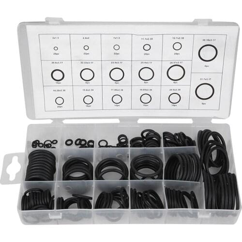 222Pcs Black Rubber O Ring Sealing Washer Gasket Assortment Kit With Storage Box For Automobile Engineering Plumbing Repairing