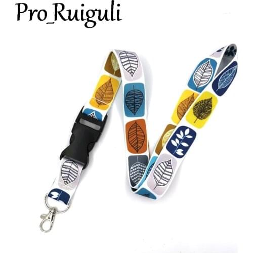 30pcs Leaves Plants Green House Decorations Funny art Lanyard Neck Key Strap for Phone Keys ID Card Cartoon webbings ribbons