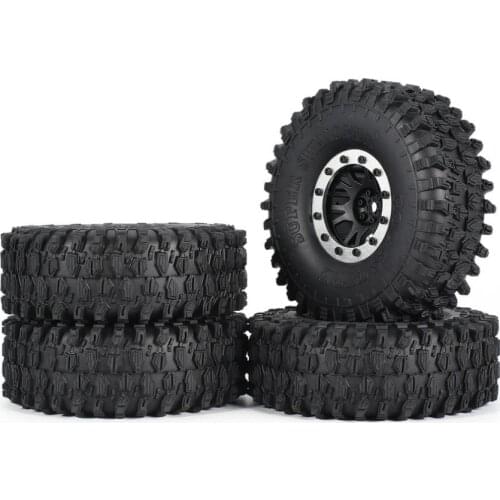4pcs 5020 110mm 1.9in Rim Rubber Tyre Tires Beadlock Wheel Set for Axial SCX10 RC4WD D90 1/10 RC Crawler Car Model