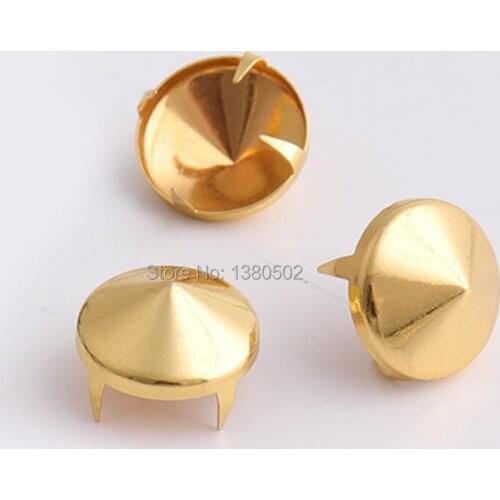 50pcs 14*12mm Gold Color Conical Shape Metal Stud Rivets Spikes Rivets DIY Garment belt Bag Accessories