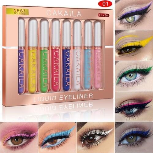 8PCS/Set Matte Eyeliner Liquid Waterproof Easy To Wear Make Up Matte Eye Liner Blue Red Green Brown Neon Eyeliner Color Liner