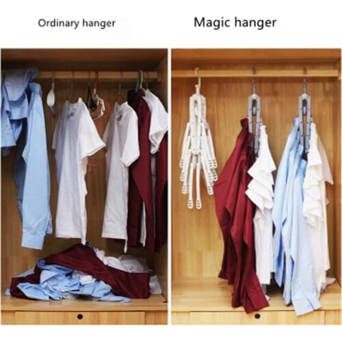 8 Pcs/Multi-function Magic folding Storage Rack Clothes Hanger Hook Closet Organizer Storage Holder Wardrobe Laundry Drying Rack