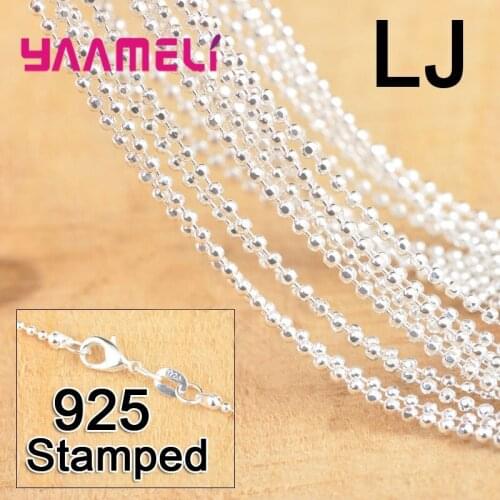 925 Sterling Silver Fashion Ball Prayer Link Chains with Lobster Clasps Necklace fit Pendant Jewelry Making Parts 20PCS 18 Inch