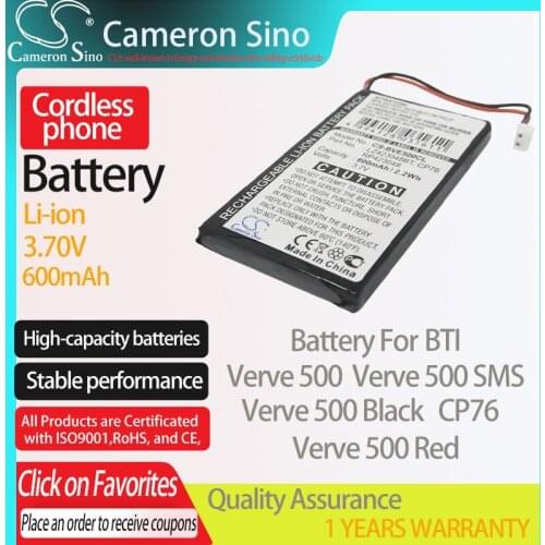 CameronSino Battery for BTI Verve 500 Verve 500 SMS Verve 500 Black Verve 500 Red fits Grundig CP76 Cordless phone Battery 3.70V