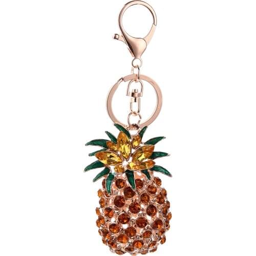 Daisies One Piece Fashion Crystal Fruit Pineapple Keychains for Women Bag Pendant Car Key Chain Ring Statement Jewelry